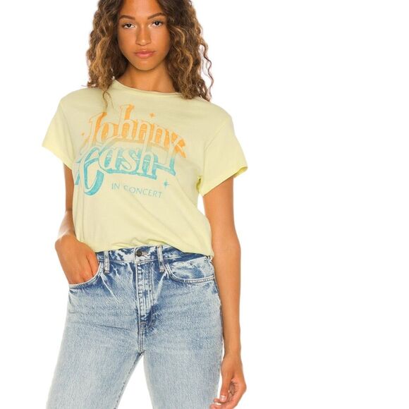 New! Daydreamer Womens Johnny Cash A Thing Called Love Tour Tee Yellow Small NWT - Picture 11 of 13